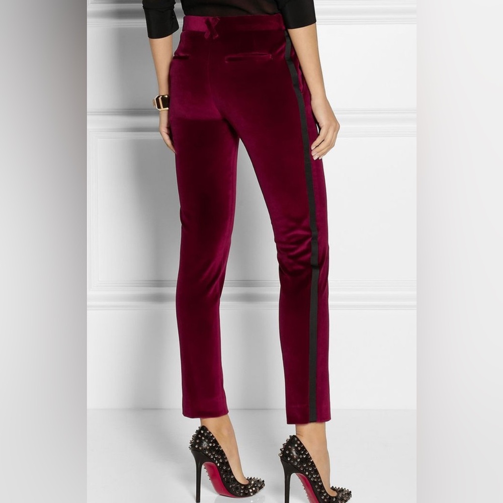 J Brand Burgundy Velvet Tuxedo Pants Size 27